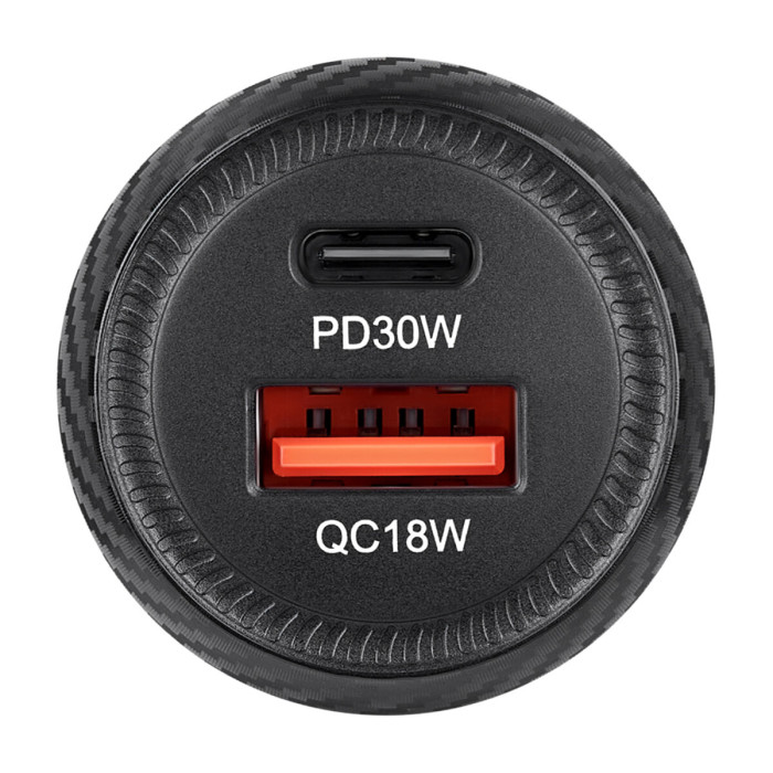 Автомобільний зарядний пристрій Brevia ePower Dual Carbon 48W 1xUSB-C+1xUSB-A