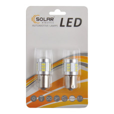 Автолампа Solar LED 12/24V S25 BA15s 18SMD 120lm white, 2шт