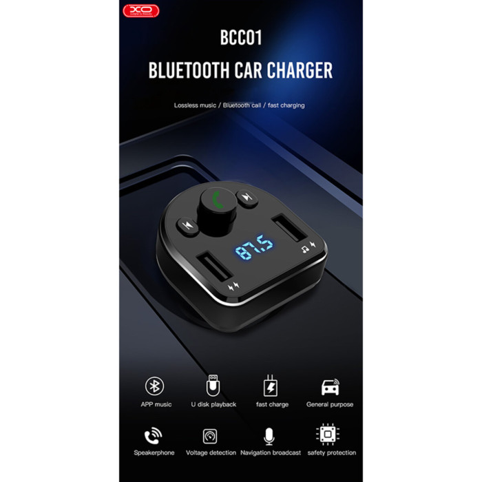 FM-трансмітер XO BCC01 Bluetooth+FM+MP3 чорний