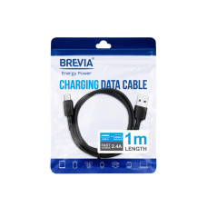 Кабель Brevia USB to Micro 2,4A 1м, чорний ZIP (51100BUMZ1)