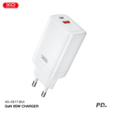 Мережевий зарядний пристрій XO CE17 GaN 65W білий