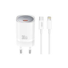 Мережевий зарядний пристрій XO CE20 PD30W/PPS33W 1USB-C + Lightning кабель білий