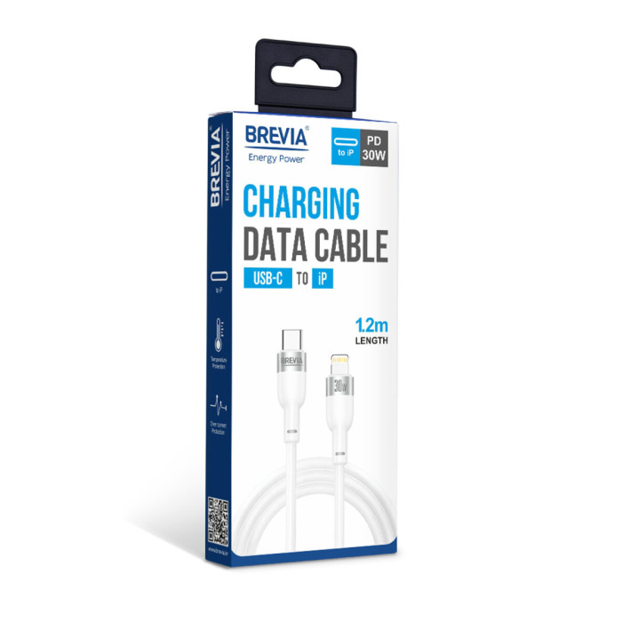 Кабель Brevia Type-C to Lightning 30W 1,2м, білий box (52120WCLC1)