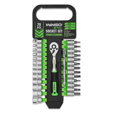 Професійний набір головок торцевих з тріскачкою та подовжувачем Winso Pro CR-V 1/4" 72Т 28шт
