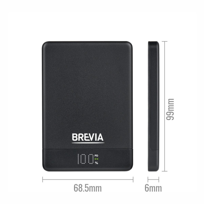 Повербанк (Power Bank) Brevia ePower 5000mAh MagSafe SuperSlim PD20W, Qі15W LCD чорний
