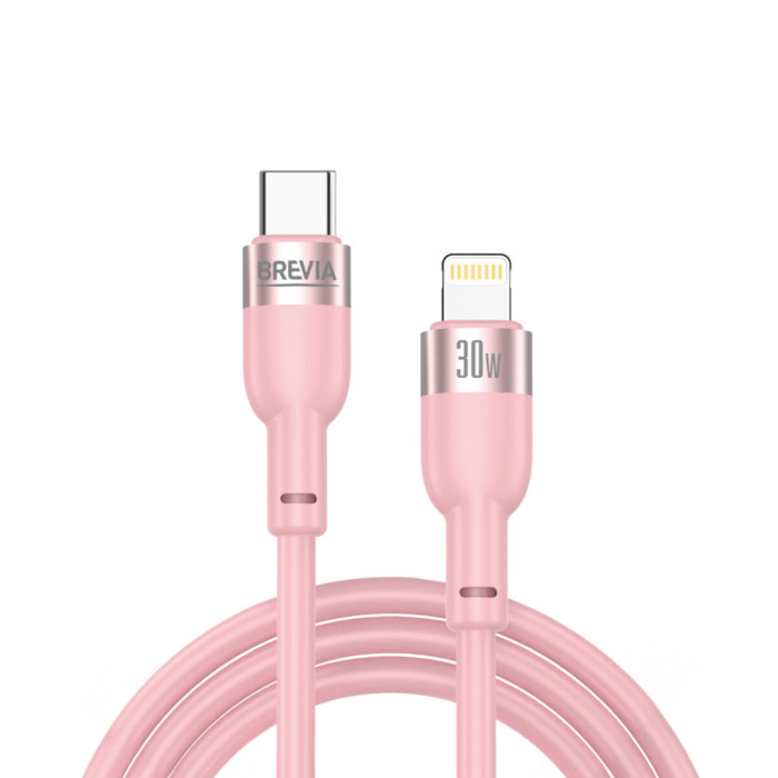 Кабель Brevia Type-C to Lightning 30W 1,2м, рожевий ZIP (52120PCLZ1)