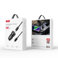 Автомобільний зарядний пристрій XO CC57 PD25W Smart Metal Single C Port+ Lightning кабель чорний