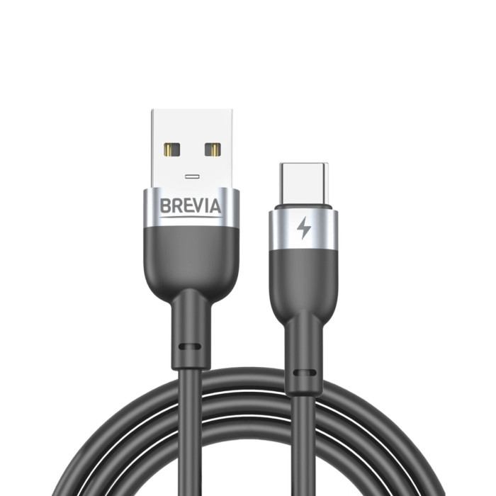 Кабель Brevia USB to Type-C 2,4A 1,2м, чорний ZIP (52120BUCZ1)