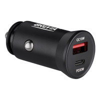 Автомобільний зарядний пристрій Brevia ePower DualCharge 30W 1xUSB-C+1xUSB-A чорний