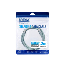 Кабель Brevia Type-C to Type-C 60W 1,2м м'ятний ZIP (52120MCCZ1)