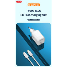 Мережевий зарядний пристрій XO CE07 GaN Dual PD 35W GaN  білий