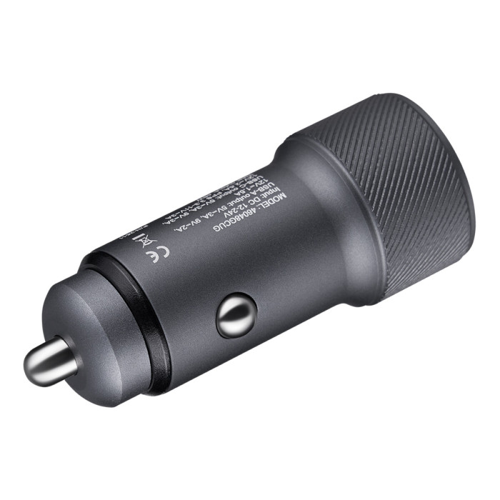 Автомобільний зарядний пристрій Brevia ePower Dual Grip Metal LED 48W 1xUSB-C+1xUSB-A