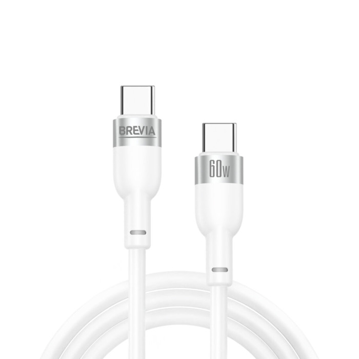 Кабель Brevia Type-C to Type-C 60W 1,2м, білий ZIP (52120WCCZ1)