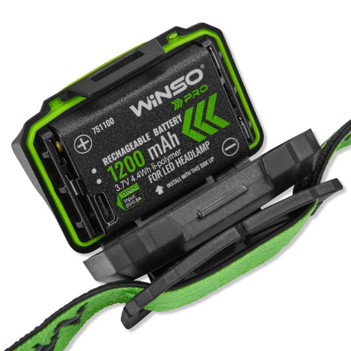 Ліхтар налобний Winso Pro 500Lm, 2x5W CREE XTG, 1200mAh/3xAAA, з сенсором білий/червоний