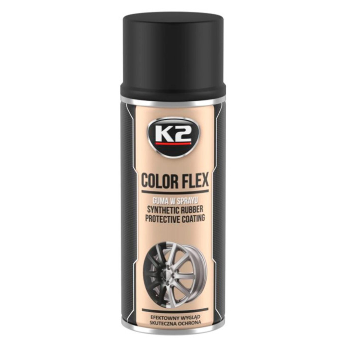 Фарба рідка гума K2 Color Flex чорна матова аерозоль 400мл