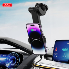 Тримач телефону автомобільний XO з бездротовою зарядкою WX038 15W Transparent Car Wireless Charging чорний