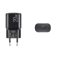 Мережевий зарядний пристрій Brevia ePower PD20W + кабель USB-C to Lightning 1м чорний