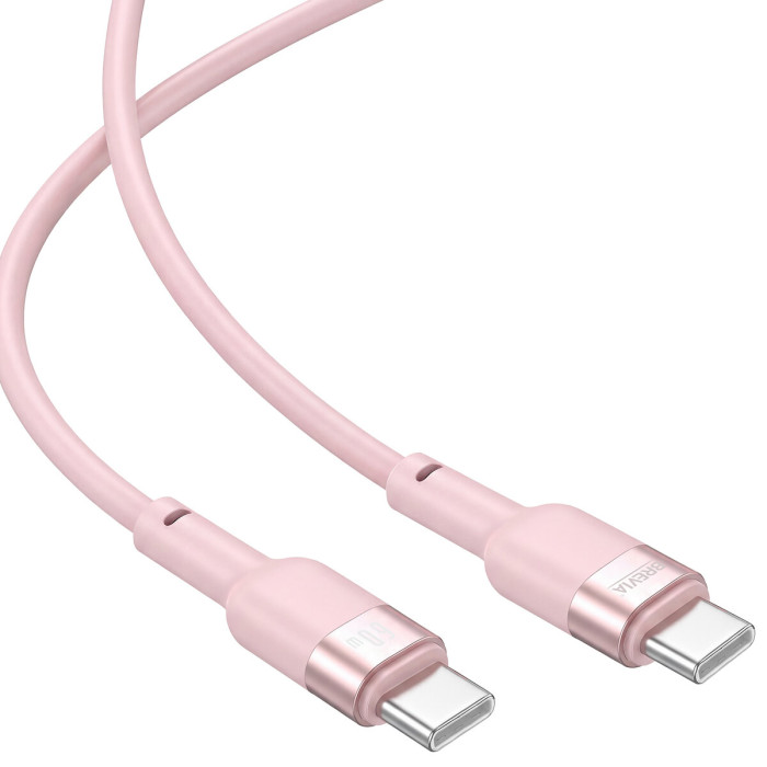Кабель Brevia Type-C to Type-C 60W 1,2м, рожевий box (52120PCCC1)