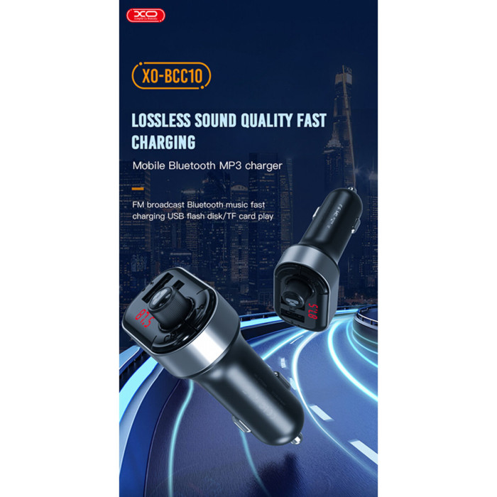 FM-трансмітер XO BCC10 Smart Bluetooth+MP3 чорний
