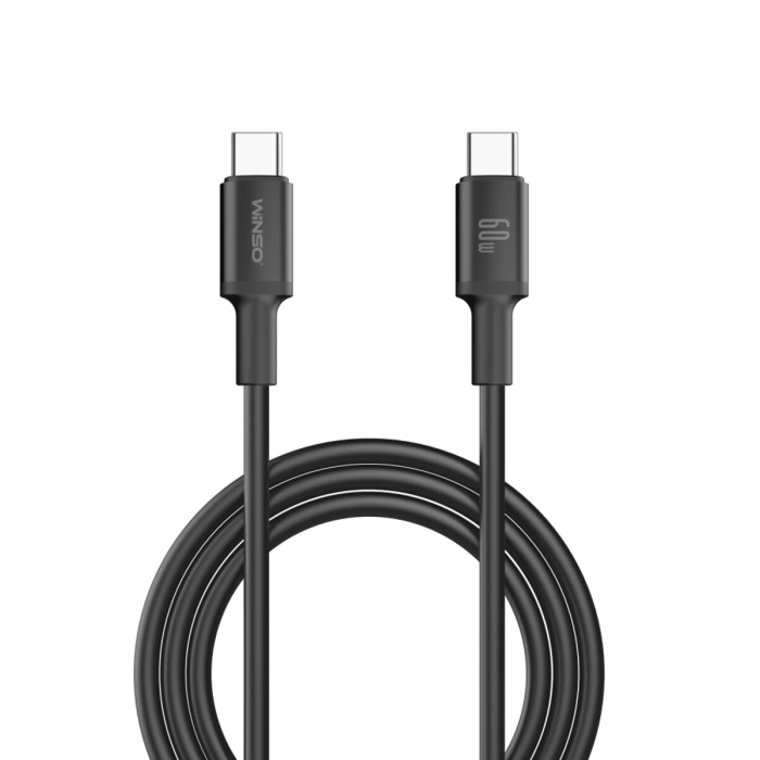 Кабель Winso Pro Type-C to Type-C 60W TPE 1,2м чорний