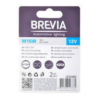 Лампа розжарювання Brevia W16W 12V 16W W2,1x9,5d B2, 2шт