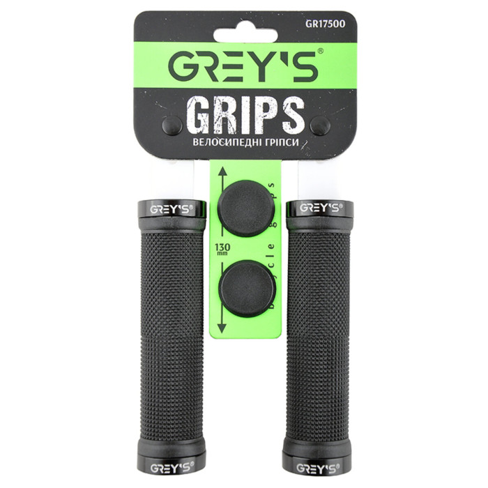 Гріпси керма Grey's з гумовим покриттям 130мм чорні 2шт GR17500
