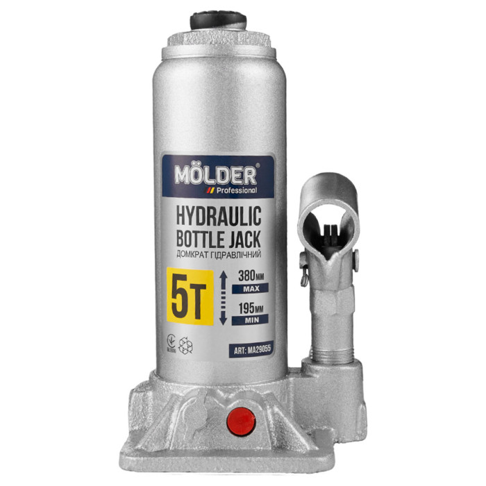 Домкрат гідравлічний пляшковий Molder 5т 195-380мм у кейсі