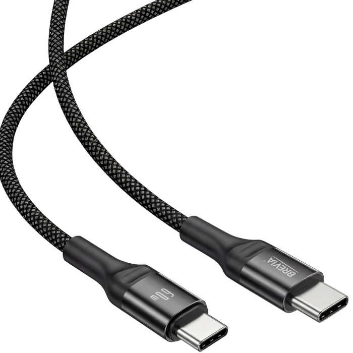 Кабель Brevia Type-C to Type-C 60W 1м, чорний ZIP (56100BCCZ1)