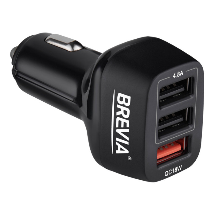 Автомобільний зарядний пристрій Brevia ePower TriDrive 42W 3xUSB-A чорний