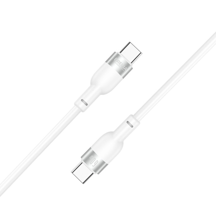 Кабель Brevia Type-C to Type-C 60W 1,2м, білий ZIP (52120WCCZ1)