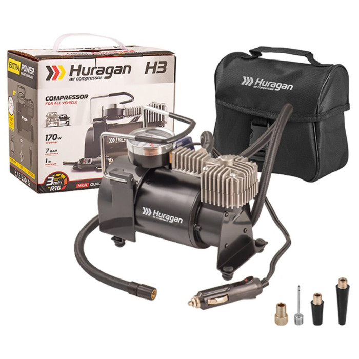Компресор автомобільний Huragan 12В 7Атм 37л/хв (H0300)