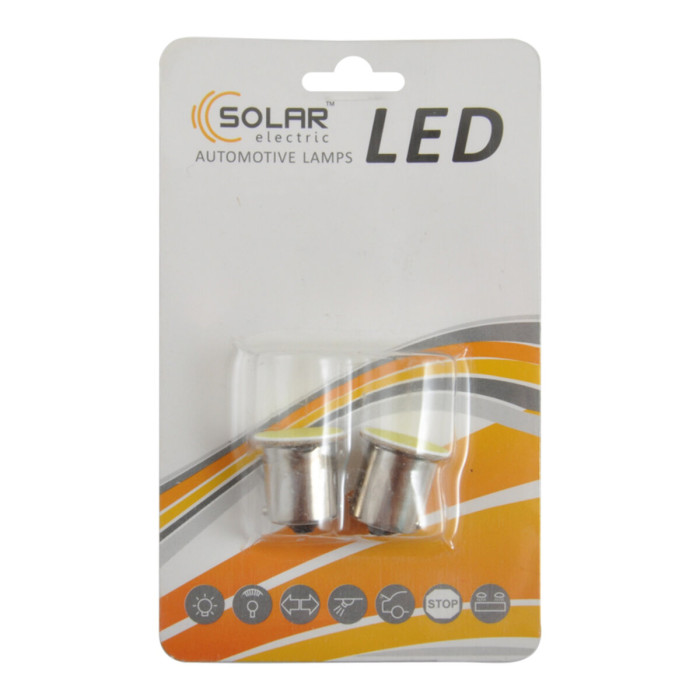Автолампа Solar LED 12V G18.5 BA15s 1COB 96LM white, 2шт