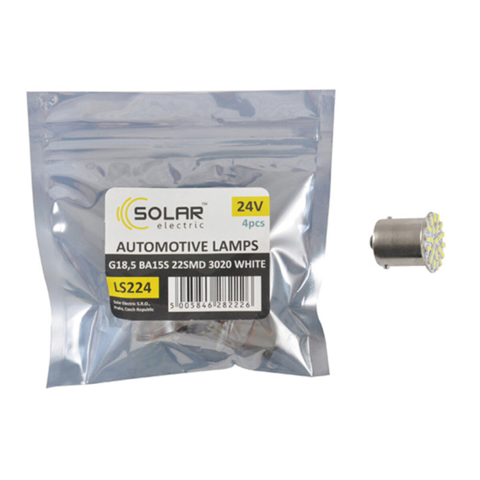 Автолампа Solar LED 24V G18.5 BA15s 22smd 3020 white 4шт