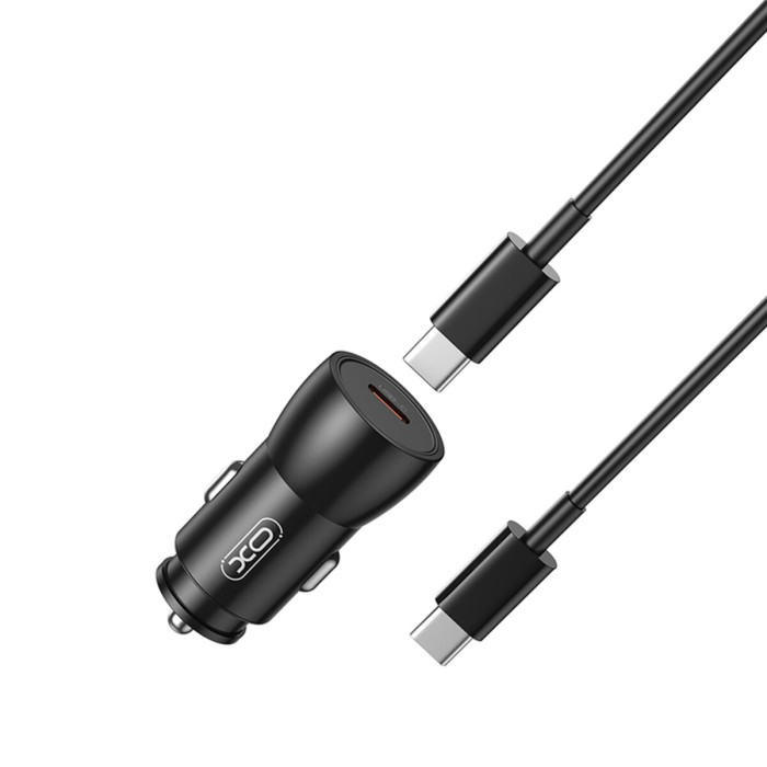 Автомобільний зарядний пристрій XO CC57 PD25W Smart Metal Single C Port + Type-C кабель чорний