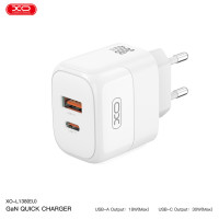Мережевий зарядний пристрій XO L138 PD30W/QC18W 1USB-A+1USB-C + Lightning кабель білий