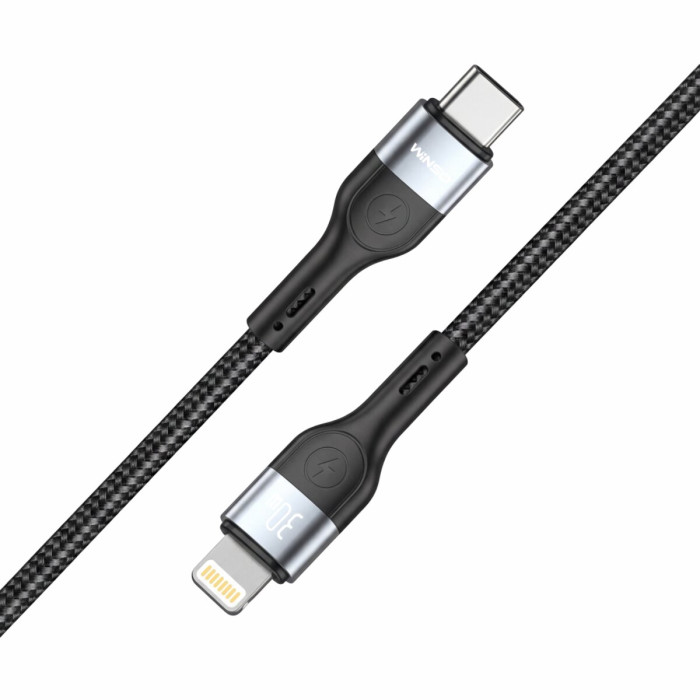 Кабель Winso Pro Type-C to Lightning 30W TPE+плетіння 1,2м чорний