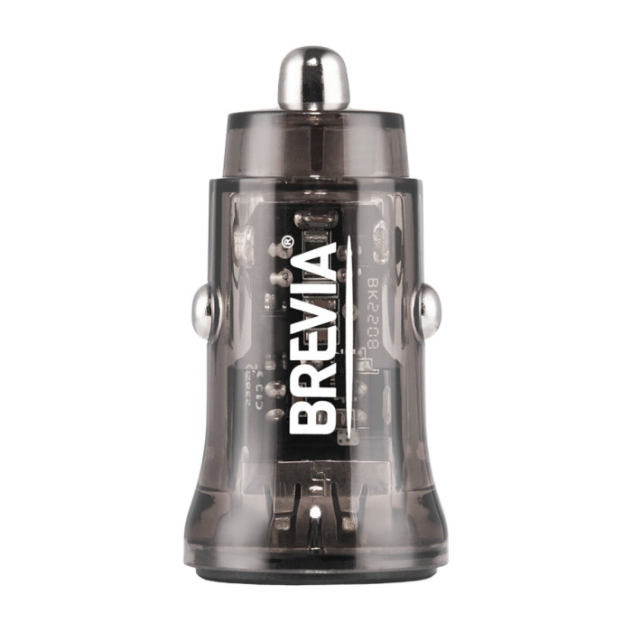 Автомобільний зарядний пристрій Brevia ePower DualDrive 15W 2xUSB-A, прозорий чорний