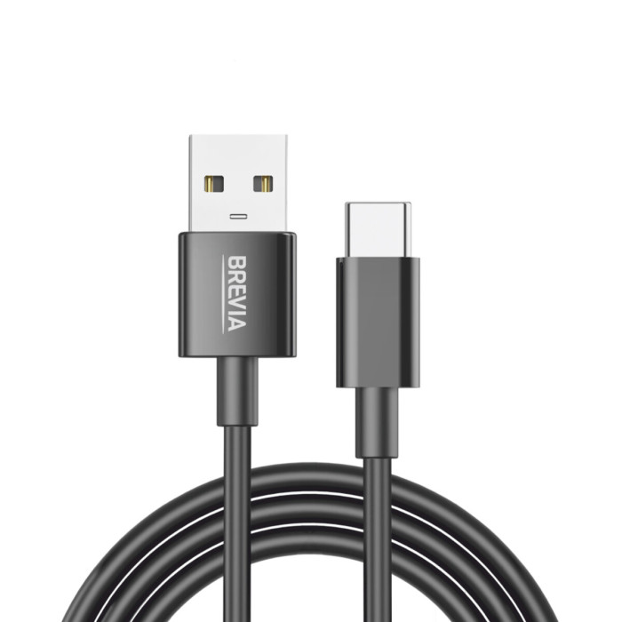Кабель Brevia USB to Type-C 2,4А 1м, чорний ZIP (55100BUCZ1)