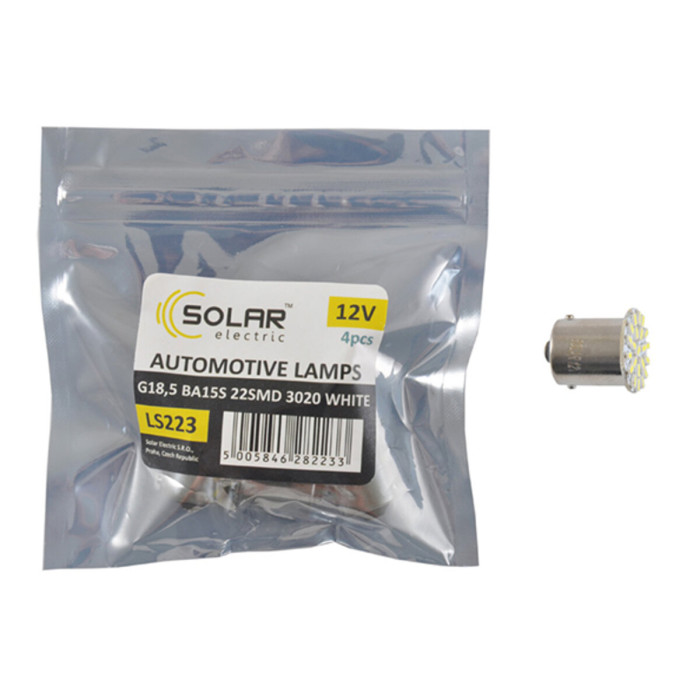 Автолампа Solar LED 12V G18.5 BA15s 22smd 3020 white 4шт
