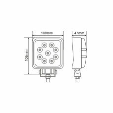 Фара світлодіодна Brevia Epistar Flood 10-30V, 27W (9x3W), 1980Lm, 1шт (10642QFX1)