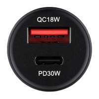 Автомобільний зарядний пристрій Brevia ePower DualCharge 30W 1xUSB-C+1xUSB-A чорний