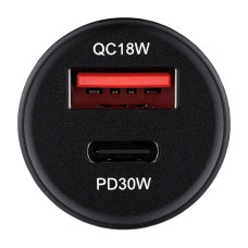 Автомобільний зарядний пристрій Brevia ePower DualCharge 30W 1xUSB-C+1xUSB-A чорний