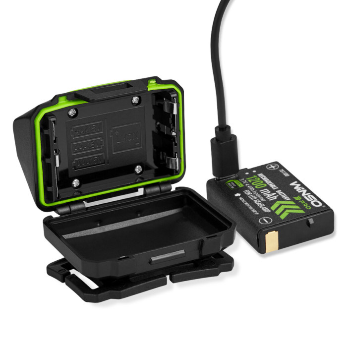 Ліхтар налобний Winso Pro 500Lm, 2x5W CREE XTG, 1200mAh/3xAAA, з сенсором білий/червоний