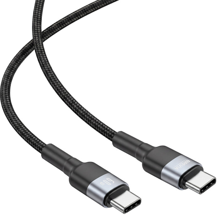 Кабель Brevia Type-C to Type-C 60W 1,2м, чорний box (53120BCCC1)
