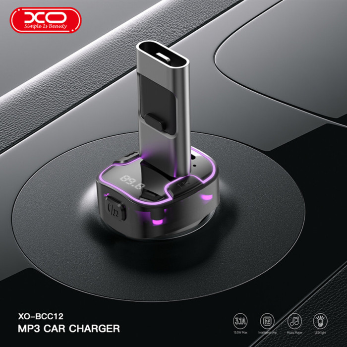 FM-трансмітер XO BCC12 Intelligent Bluetooth+MP3 чорний