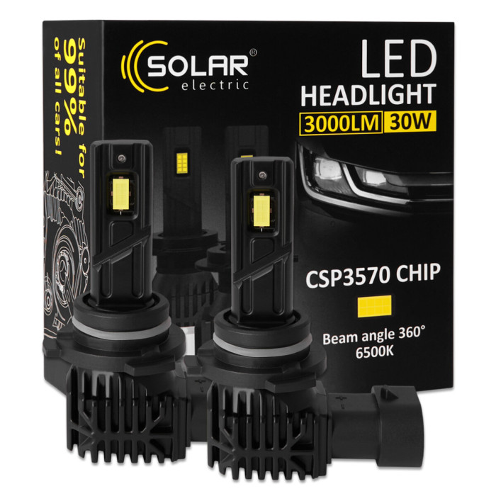 Автолампа Solar LED HB4(9006) 12V 30W 3000Lm 6500K CSP3570 2шт