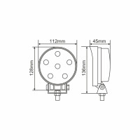 Фара світлодіодна Brevia Epistar Spot 10-30V, 18W (6x3W), 1320Lm, 1шт (10621RSX1)