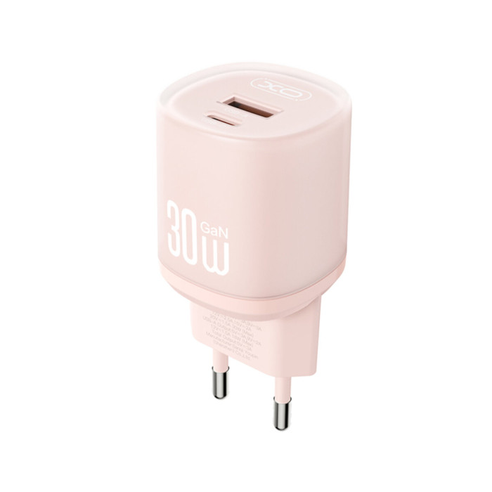 Мережевий зарядний пристрій XO L151 30W 1USB-A+1USB-C pink