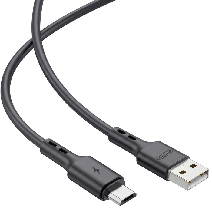 Кабель Brevia USB to Micro 2,4A 1м, чорний ZIP (51100BUMZ1)