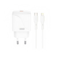 Мережевий зарядний пристрій XO L141 Single USB-C 20W + Lightning кабель білий